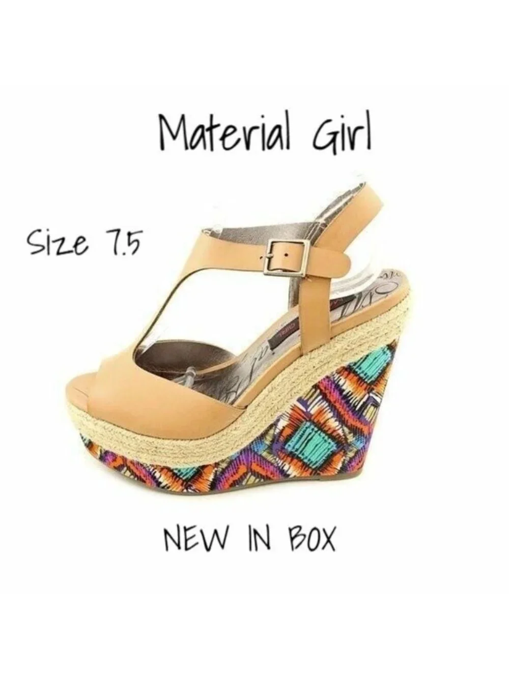 Material Girl Women's Wedge Sandals Size 7.5 M - New In Box by Madonna